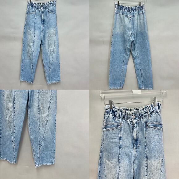 Powell Boyfriend Pull On Jeans Size Medium High Waist Paperbag - Picture 16 of 16